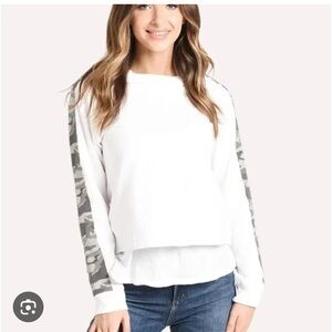 Monrow Camo Side Stripe Sweatshirt Size s